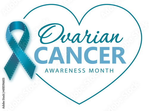 Blue Green Ribbon – Ovarian Cancer Symbol – v5