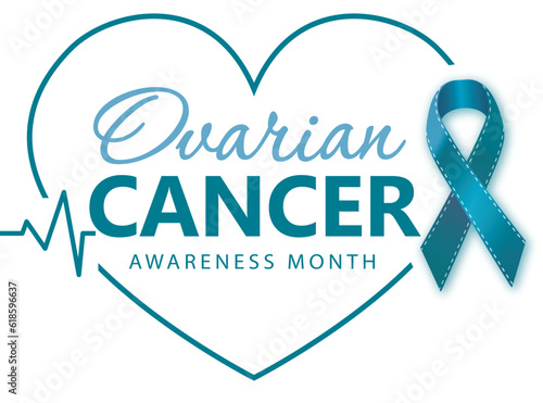 Blue Green Ribbon – Ovarian Cancer Symbol – v6