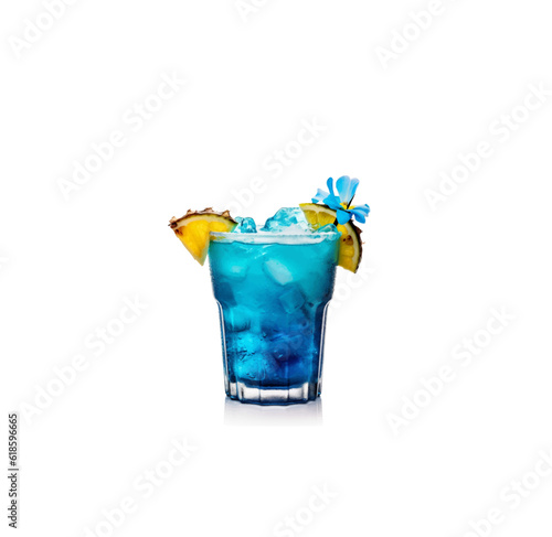 Colorful summer cocktail liquor blue curacao. Vector illustration isolated on white background