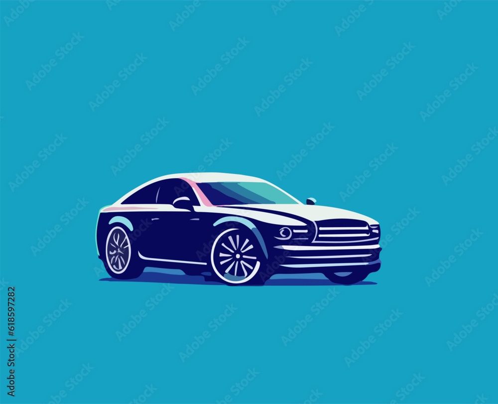 Obraz premium Vector illustration of a cartoon sports car from the 90s 