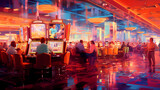 Illustration of entertainment and gambling in a luxury casino