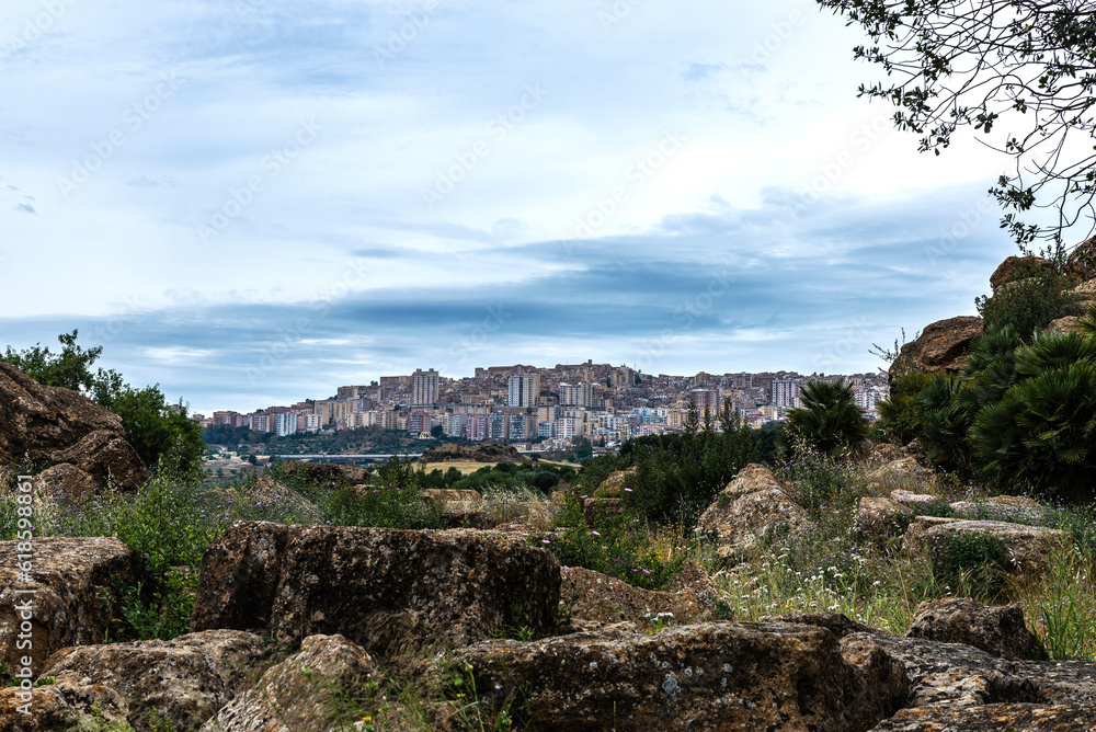 View of the city of Agrigento, Sicily, Italy