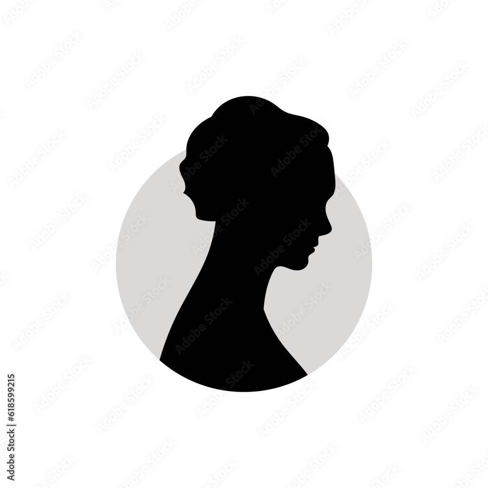 Silhouette of a female head. Vector illustration on white background. Silhouette of a female head. Vector illustration on white background.