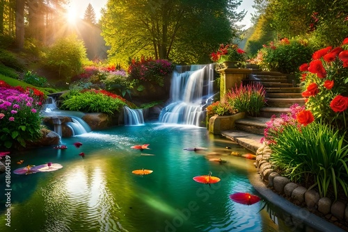 waterfall in the park Generated Ai © AQ Arts