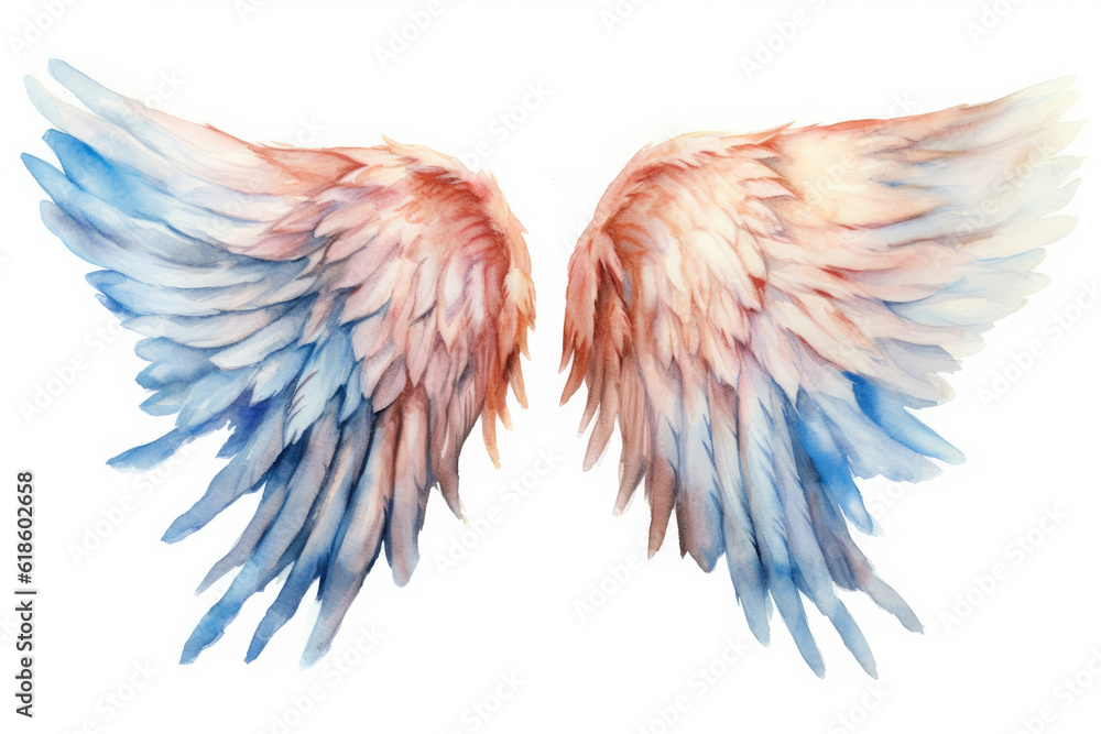 A set of colorful rainbow wings isolated on a white background A set of colorful rainbow wings isolated on a white background