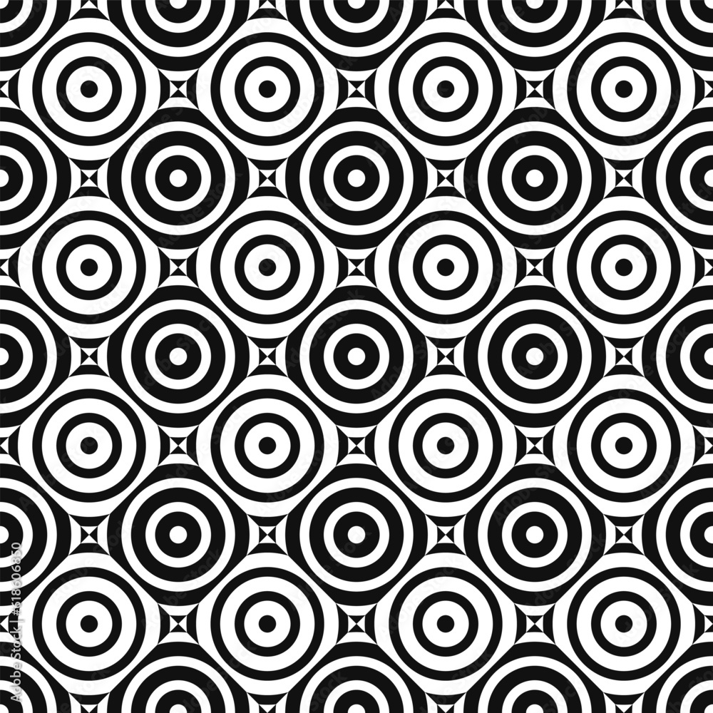 vector black and white geometric op art style seamless pattern