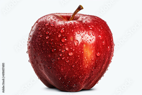 Red apple with a drops of water. generative ai