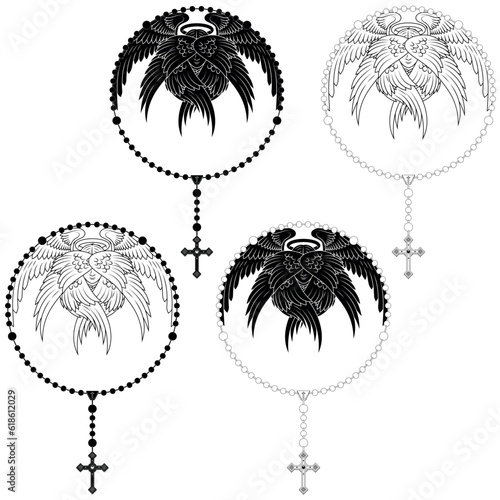 Seraphim with rosary with christian cross