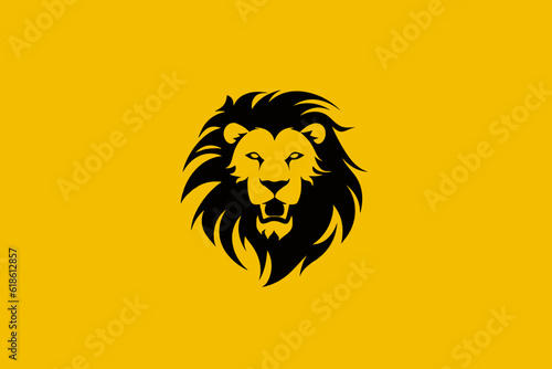 Lion Logo Designer: Silhouette on Dark Yellow Background