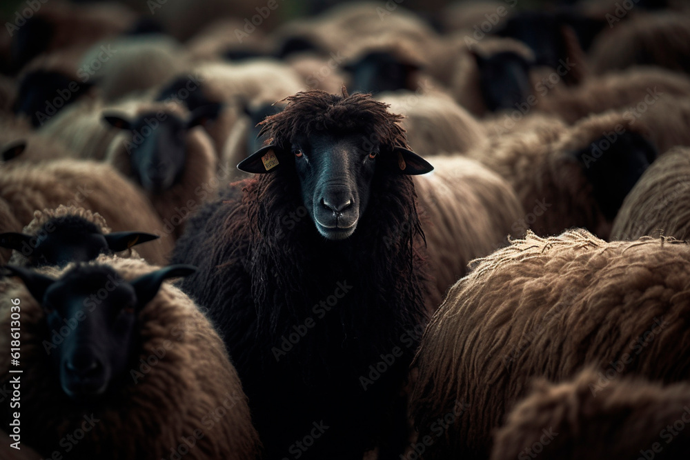 Gray sheep in the herd. Generative AI Gray sheep in the herd. Generative AI