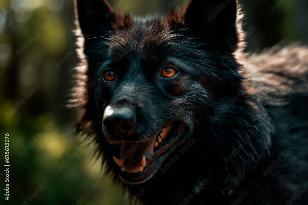 The black wolf opened its mouth. Generative AI