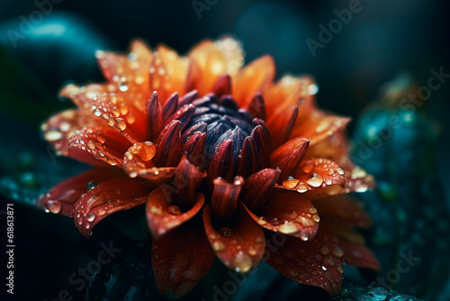 Beautiful flower after the rain. Generative AI