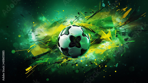 Fundo abstrato em um tema de futebol com bola grande e outros s  mbolos de futebol em cores nacionais