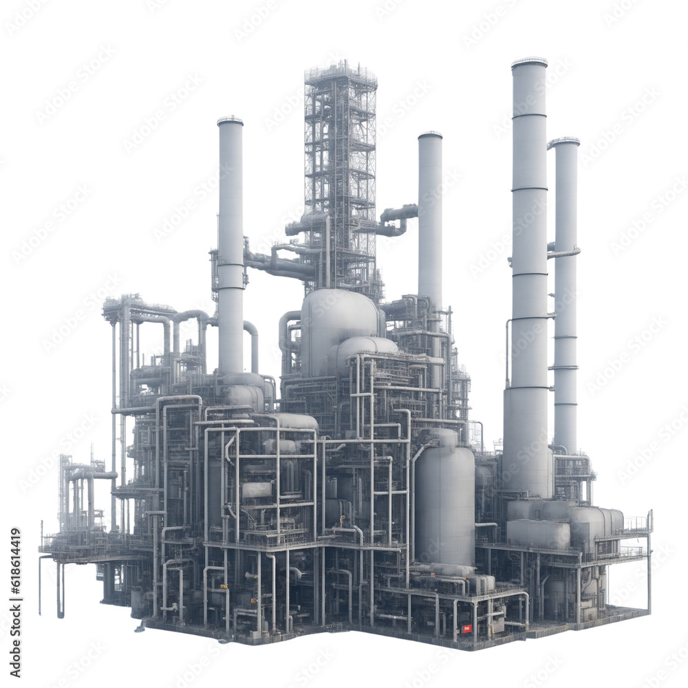 Big industrial factory on transparent background (PNG)