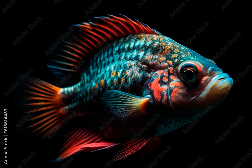 Fototapeta premium Multicolored fish. Generative AI