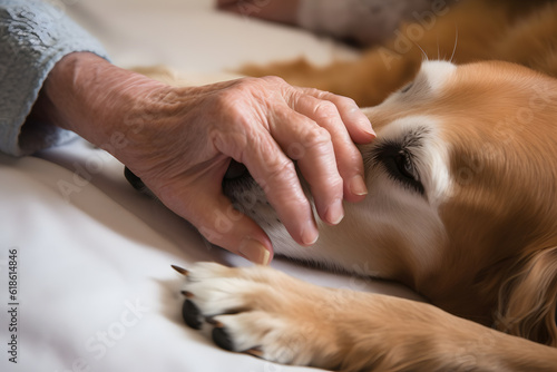 Pet therapy session in progress, showcasing the incredible healing power and emotional support pets offer. Generative AI photo