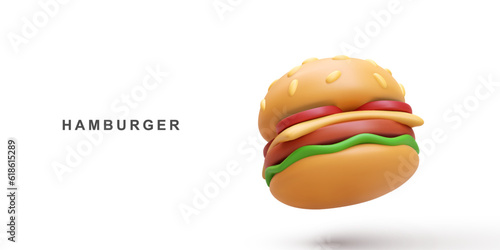3d realistic Hamburger. Vector illustration.