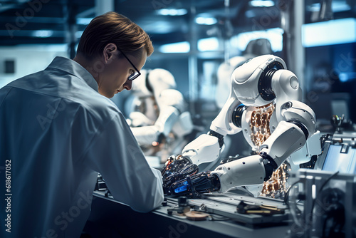 Ein Roboter ist im Labor, Generative AI