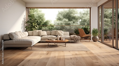 a living room with wood flooring and sliding glass door that leads to the balcony © medienvirus