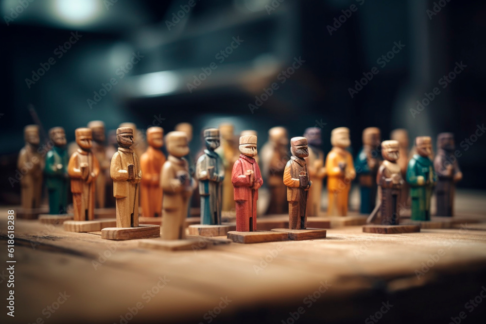 Small wooden figurines. Generative AI