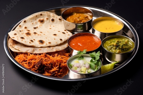 A close-up of a delicious plate of Indian street food, Indian culture, Indian Generative AI