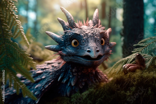 Mythical dragon in the forest. Generative AI