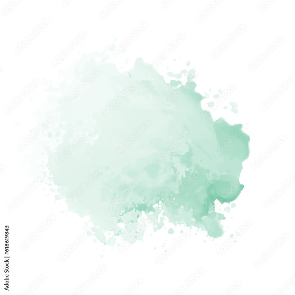 Abstract mint green watercolor water splash on a white background ...