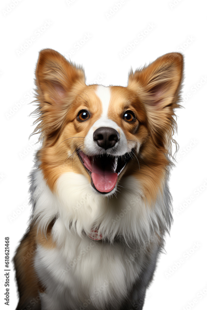 Cute and happy dog ​​on transparent background, generative ai