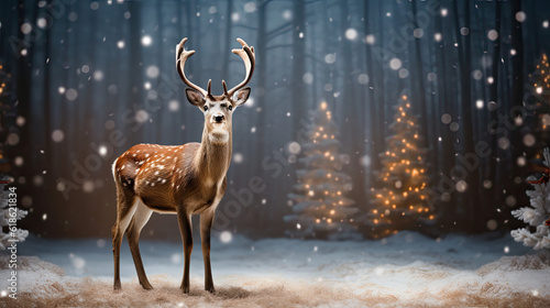 Christmas reindeer bokeh background © reddish