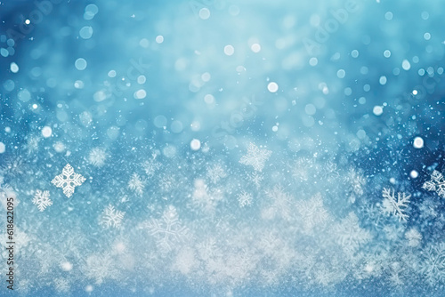 Blue bokeh background with snowflakes © reddish