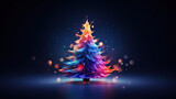 Glowing Christmas tree, abstract Christmas background