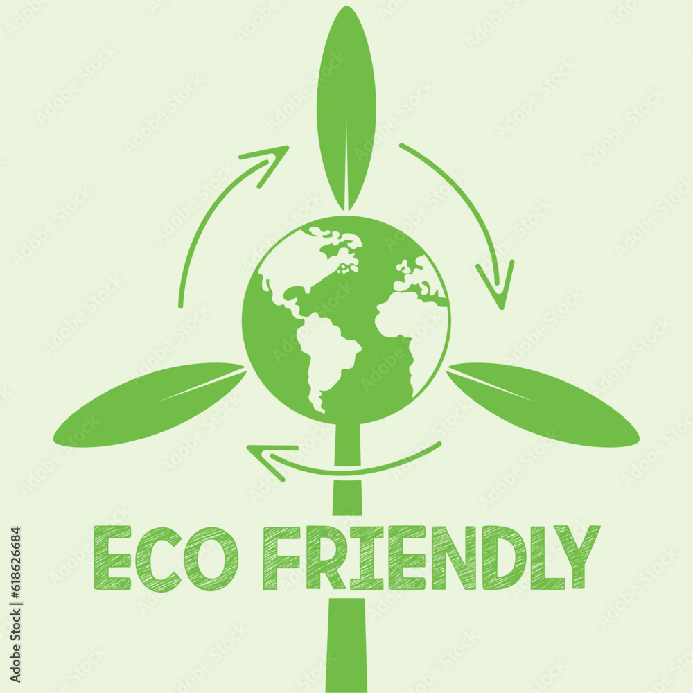 Isolated green wind mill with planet earth Eco friendly concept Vector Isolated green wind mill with planet earth Eco friendly concept Vector