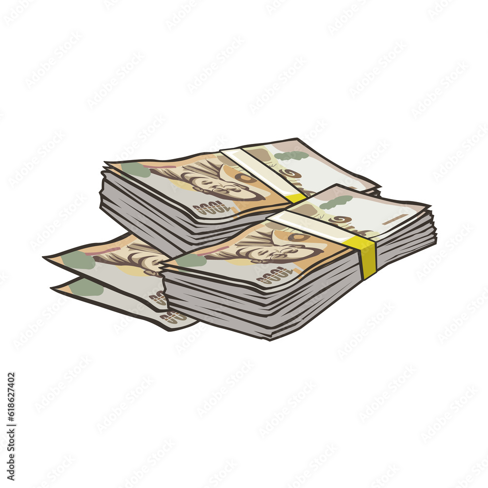 Cartoon banknotes Thai currency One trousand baht. Cartoon banknotes Thai currency One trousand baht.