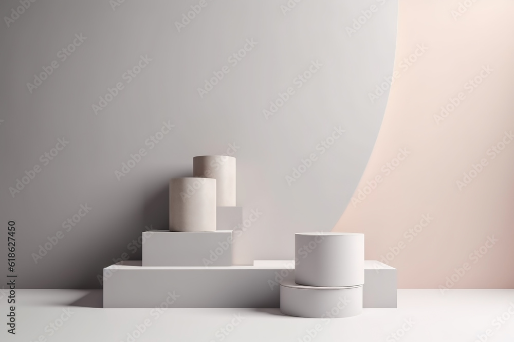 Pastel pedestal display platform for product placement background 3d rendering. Ai generated Pastel pedestal display platform for product placement background 3d rendering. Ai generated