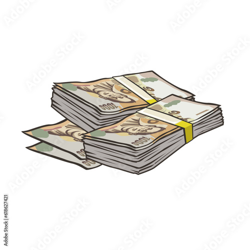 Cartoon banknotes Thai currency One trousand baht.