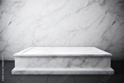 Minimal marble podium for product display background 3d rendering. Ai generated © Artem81