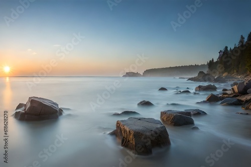 An image of a calm ocean with waves gently crashing on the shore