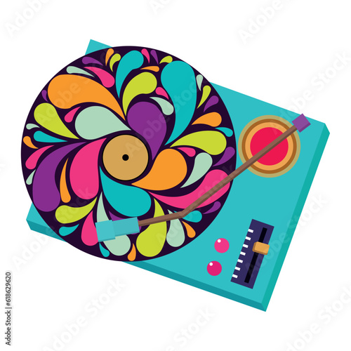Isolated colored psychodelic turntable icon Vector