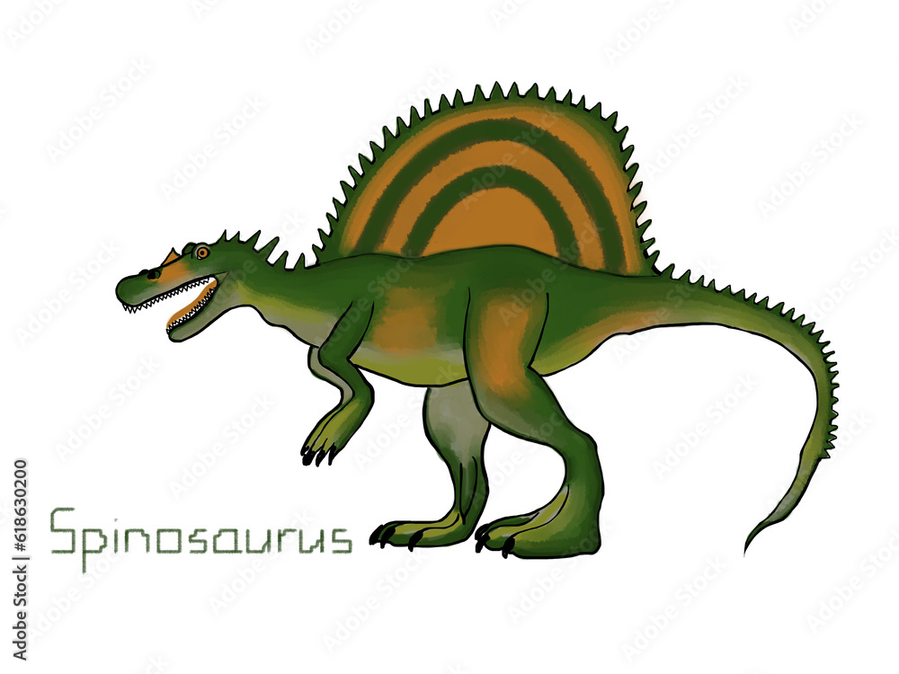 Fototapeta premium Spinosaurus. Cretaceous period. Illustration. On a white background.
