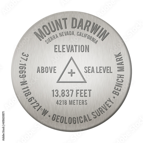 Mount Darwin Bench Mark illustration, transparent, the 53rd Tallest Mountain in the United States, in the state of California photo