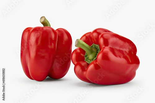 Illustration of two bright red bell peppers placed side by side on a white background