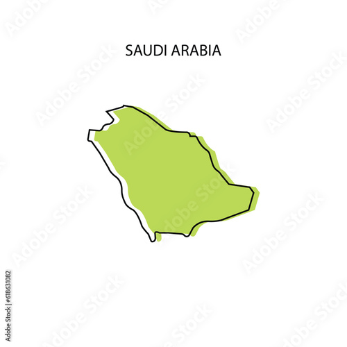 Green Outline Map of Saudi Arabia Vector Design Template. Editable Stroke