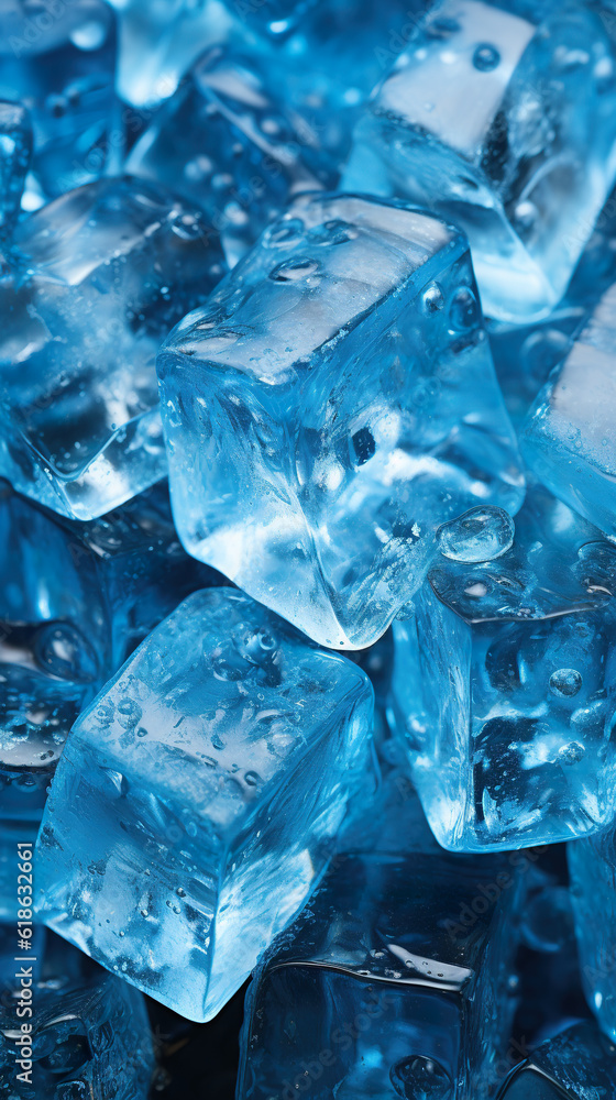 A pile of ice cubes sitting on top of each other. Generative AI. A pile of ice cubes sitting on top of each other. Generative AI.