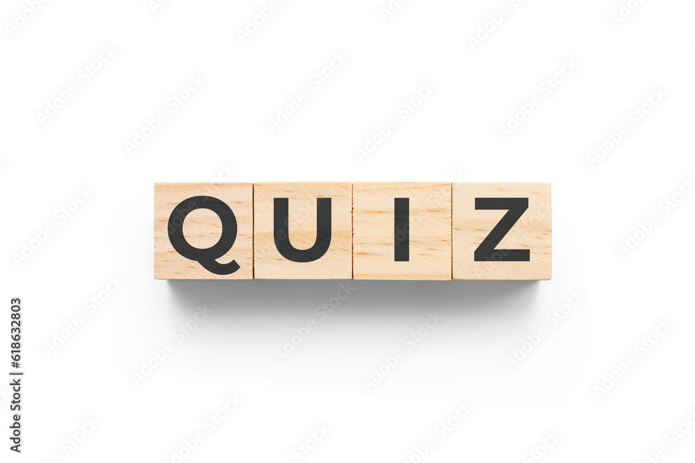Quiz wooden cube on white background Quiz wooden cube on white background