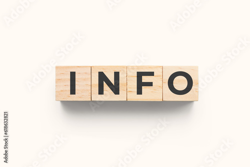 Info wooden cubes on white background