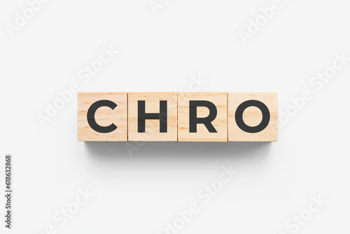 CHRO (Chief Human Resources Officer) wooden cubes on grey background