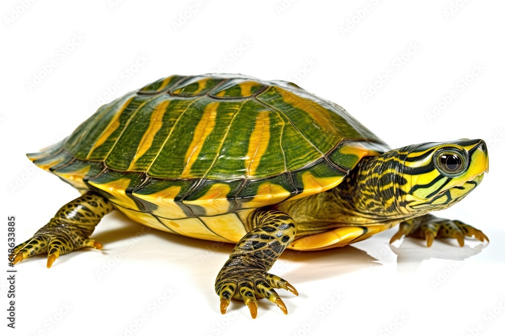 Obraz premium yellow and black turtle on a white background