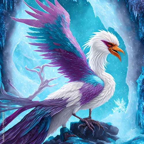 Phoenix Ice Bird, Generative AI Illustration photo