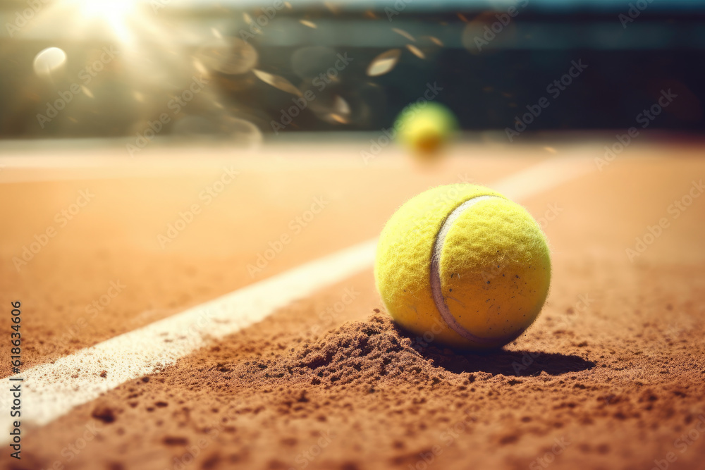 Tennis ball bouncing on the hard court, creating an echo of the action in the game