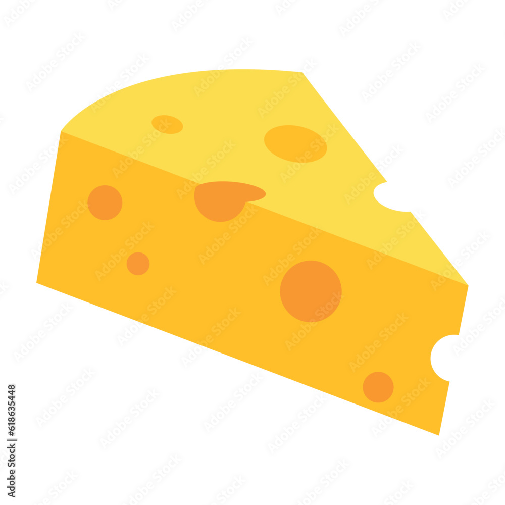 Isolated slice of cheese icon Flat design Vector Isolated slice of cheese icon Flat design Vector